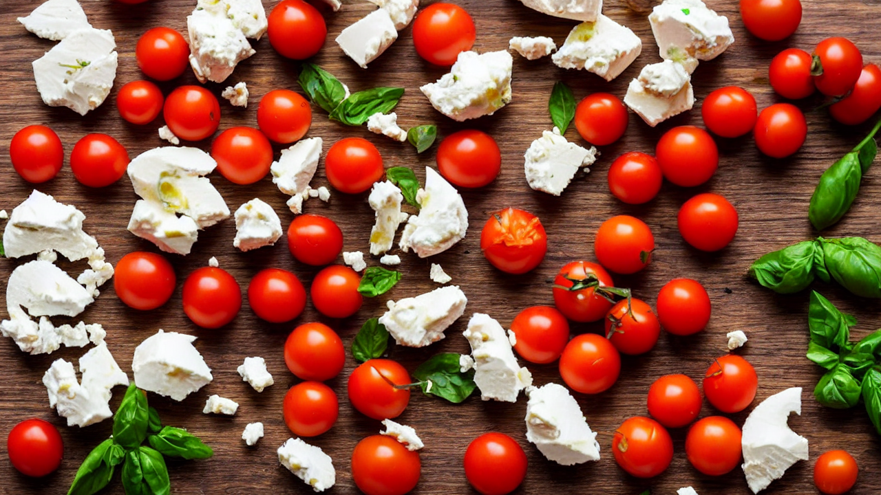 Grab your ingredients: pasta, feta, cherry tomatoes, garlic, olive oil, herbs, a