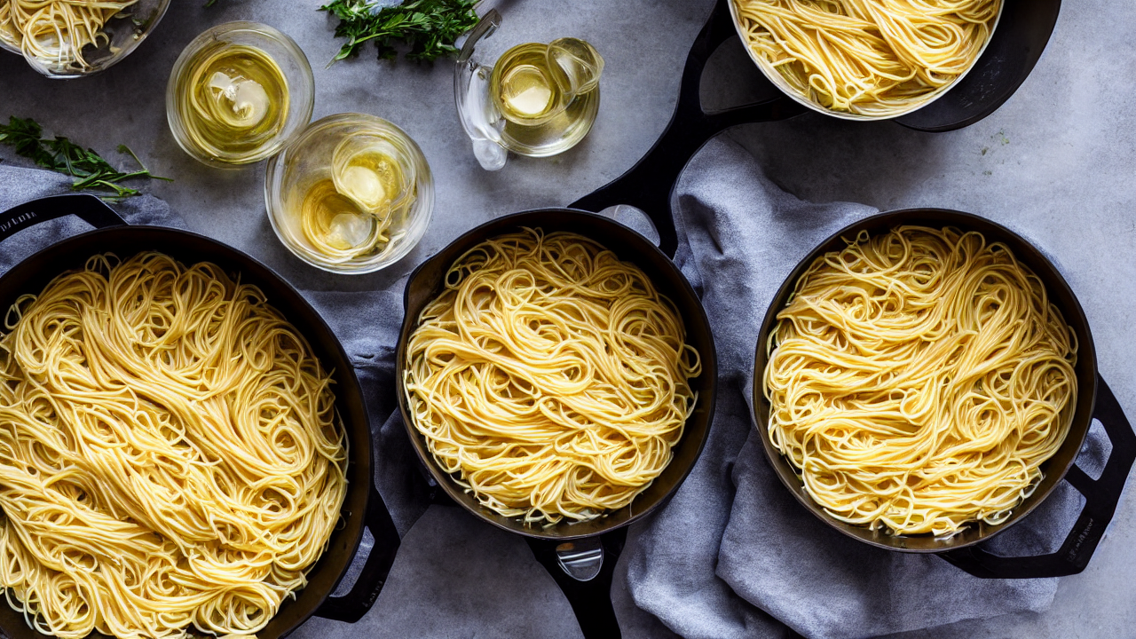 Start by boiling pasta until al dente. Toss with olive oil to prevent sticking w