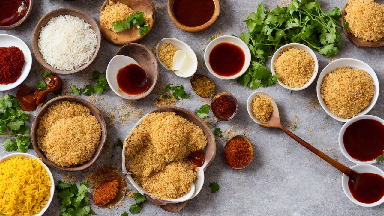 Start by gathering your ingredients: chicken breast, panko breadcrumbs, curry po