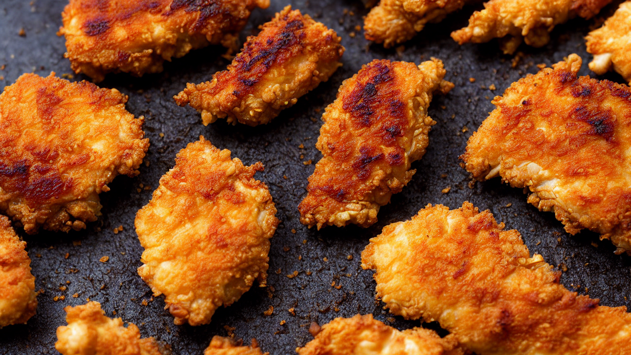 Heat oil in a pan and fry chicken until golden and crispy. Flip carefully to avo