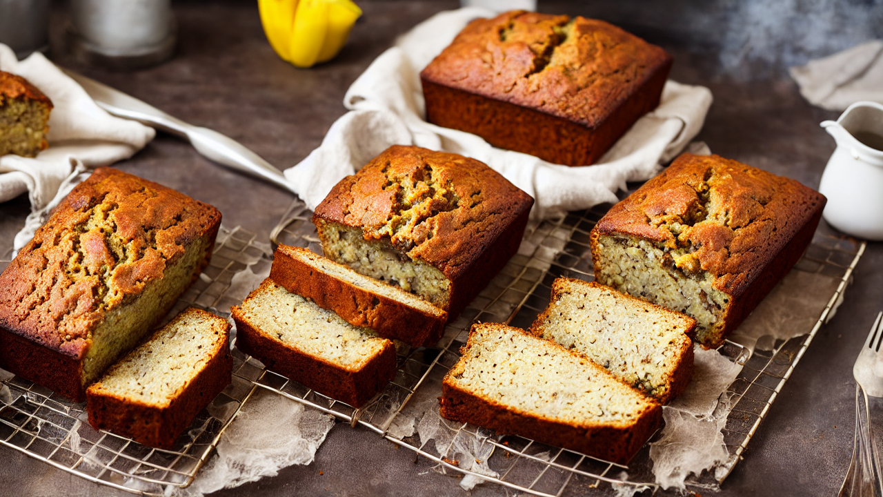 Pour the batter into a greased loaf pan – I'm using a 9x5 inch pan. Spread it ou