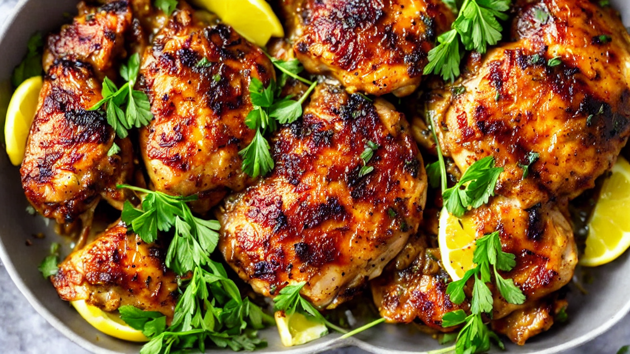 First, let's marinate the chicken! In a bowl, combine the chicken thighs with 2 