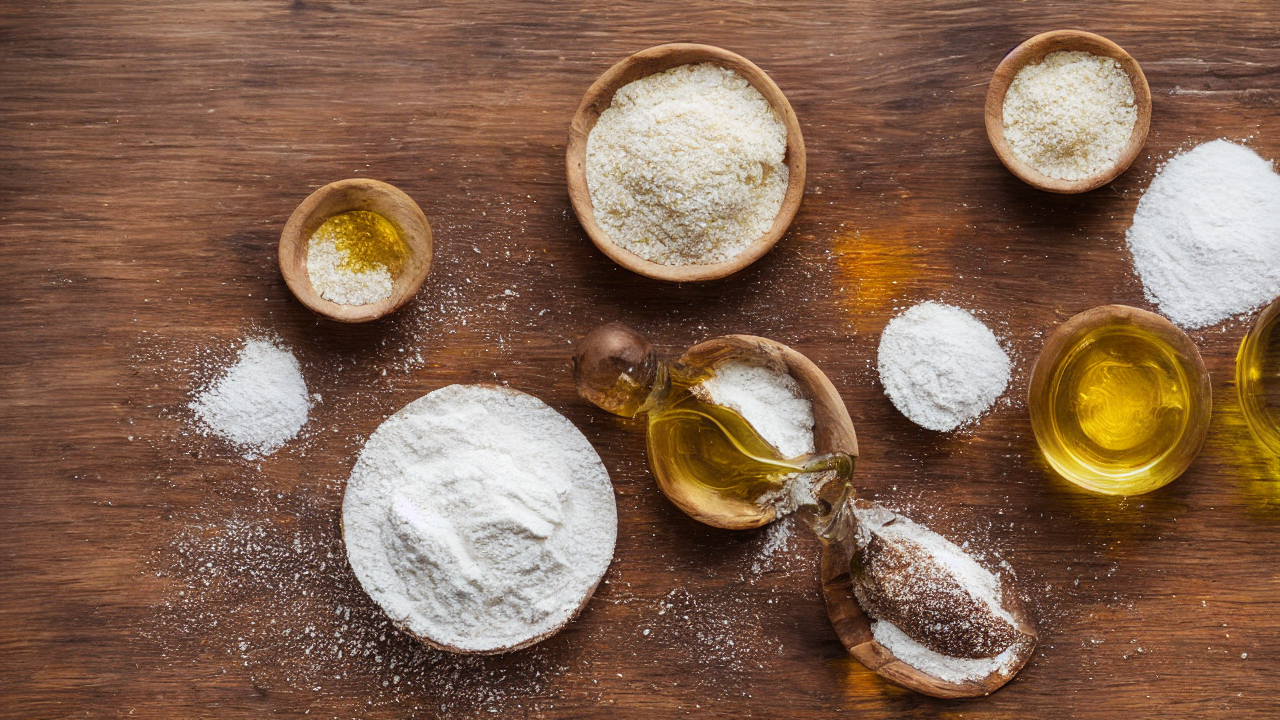 You'll need just 4 simple ingredients: flour, yeast, water, and olive oil. Let's