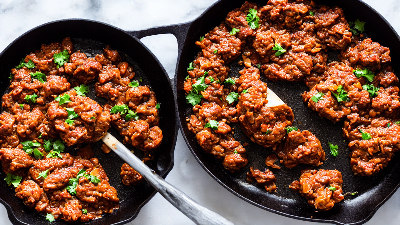 Get your cast iron skillet screaming hot over high heat. Place a beef ball on th
