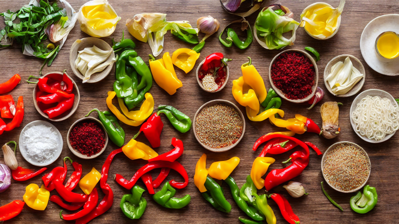 Grab your ingredients: ramen noodles, veggies, spicy sauce, garlic, and protein 